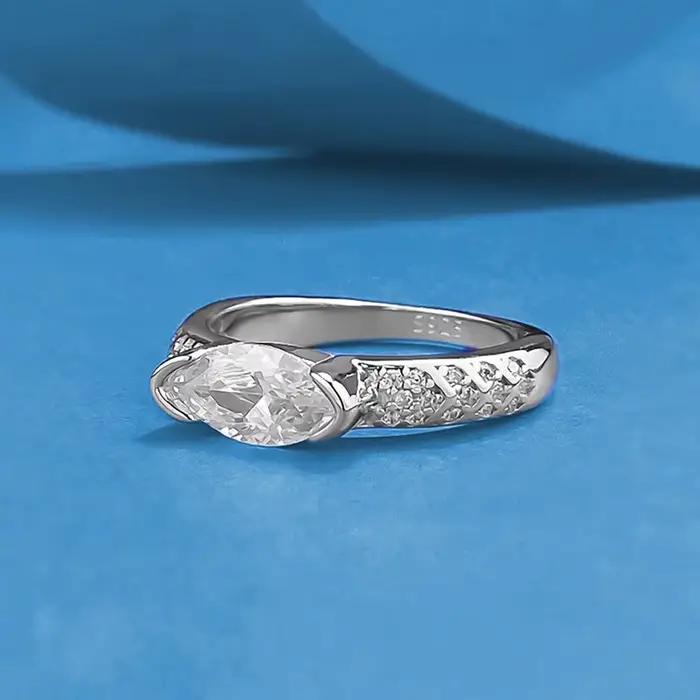 925 argent Sterling 1ct Marquise Moissanite bague bleu vert oeil d'horus gardien Couple unisexe bijoux pour hommes