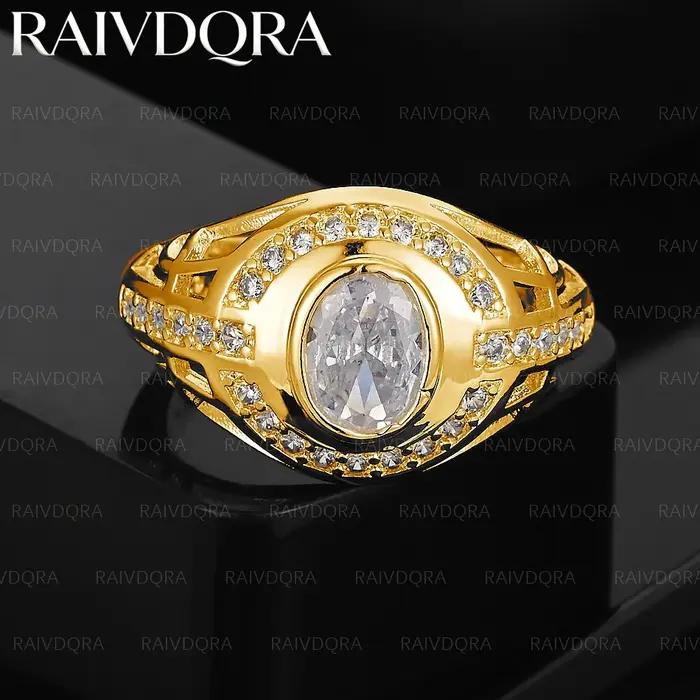 Bague de mariage ronde en Zircon plaqué or 18 carats