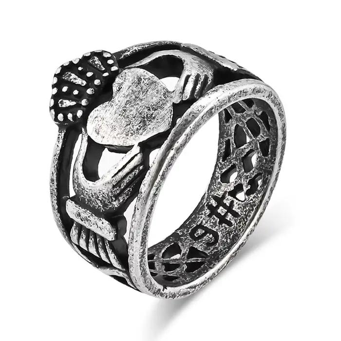 Bague de mariage Irish Claddagh en acier inoxydable, couronne en forme de cœur, pour hommes et femme