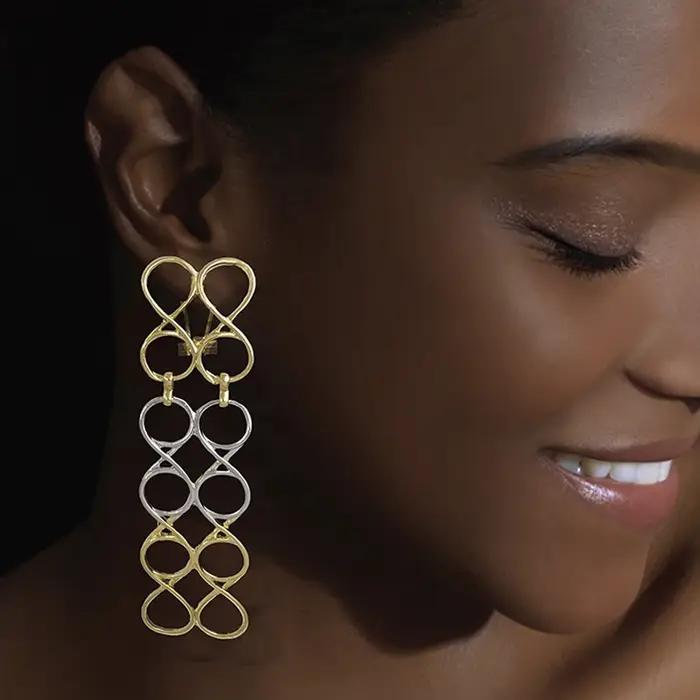 Boucles d'oreilles grande taille plaquées or 18 carats pour femmes