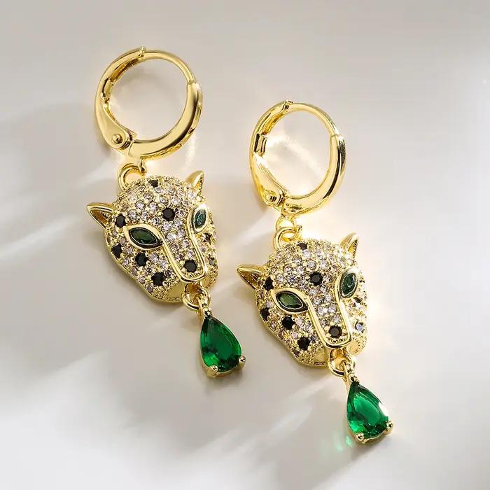 Mafisar nouveau plaqué or Zircon haute qualité mode luxe Animal léopard boucles d'oreilles femmes Hip-Hop personnalité Senior bijoux