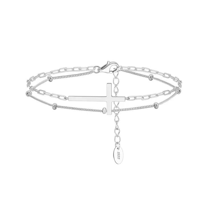 Bracelets de Tennis S925 Bracelet croisé chaîne plaquée or 14 carats réglable multicouches pour femmes