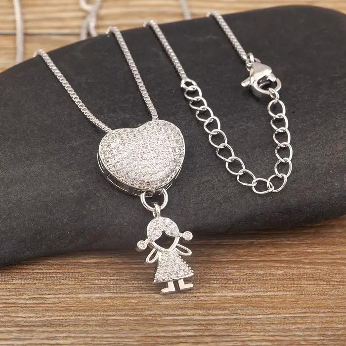 Nidin nouveau Design de luxe cuivre incrusté brillant Zircon garçons et filles pendentif à breloque collier pour femmes mode femme bijoux cadeaux