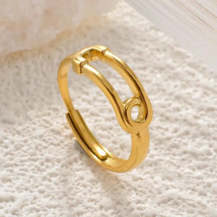 Bagues en acier inoxydable plaqué or 18 carats pour femmes et hommes