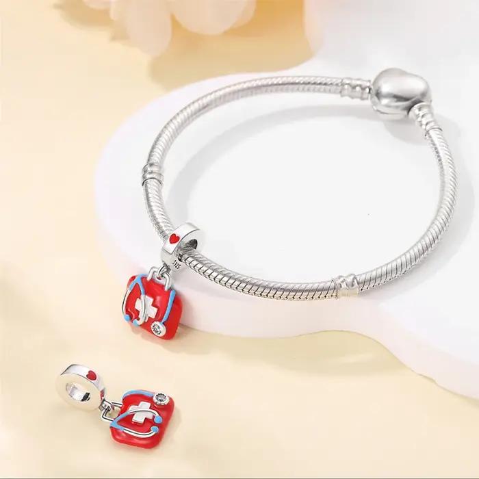 925 argent ajustement 925 Bracelets originaux symbole de musique plaque de dessin boîte à médicaments série carrière breloques perles pour bijoux à bricoler soi-même