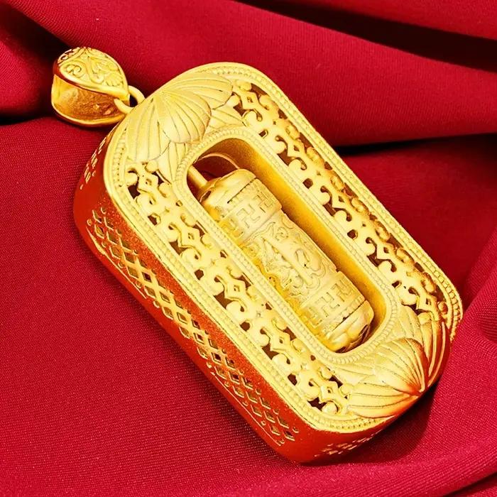 Ensembles de colliers pendentifs bouddhistes en or véritable 18 carats pour hommes et femmes