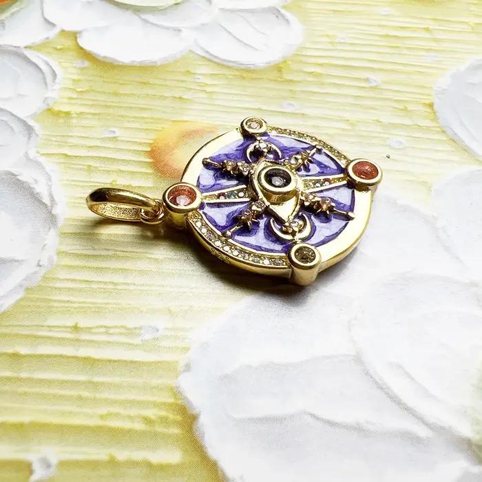Pendentif en Argent Sterling 925 Serti de Zircone Blanche et Violette Élégant Accessoire Cosmique pour Occasions Spéciales