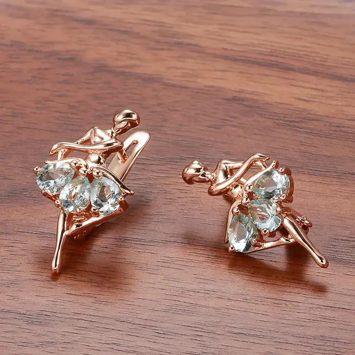 Boucles d'oreilles en or Rose véritable pour femmes