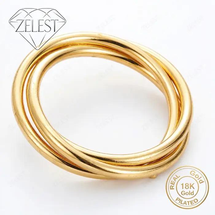 Bracelet Enveloppant à Trois Rangs en Argent Sterling 925 Plaqué Or 18 Carats Bijou Élégant Charmant pour Fêtes Cadeau pour Femmes Occasions Spéciales