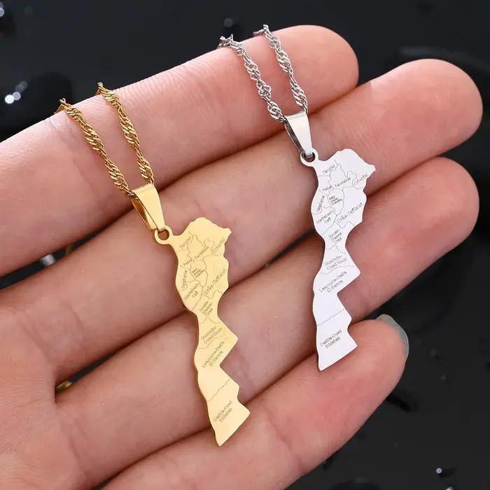 Collier pendentif carte de la ville du marocain africain