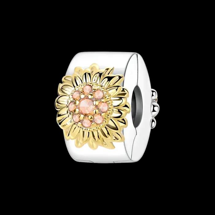 Fermoir en argent sterling 925 clip pavé CZ breloques perles de marguerite bouchon chaine de securite adaptable pour bracelet original clip de bijoux occasions speciales