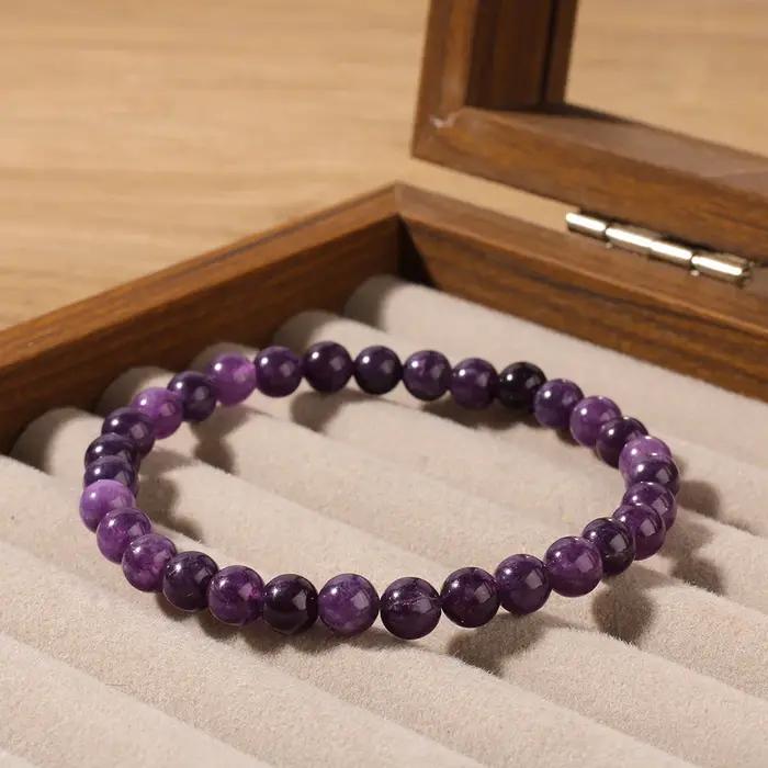 Bracelets en pierre naturelle véritable améthyste