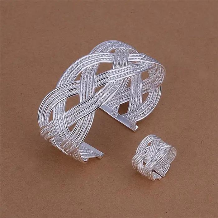 Ensemble de bijoux en argent sterling 925 pour femme, comprenant des bagues, des bracelets et un bra