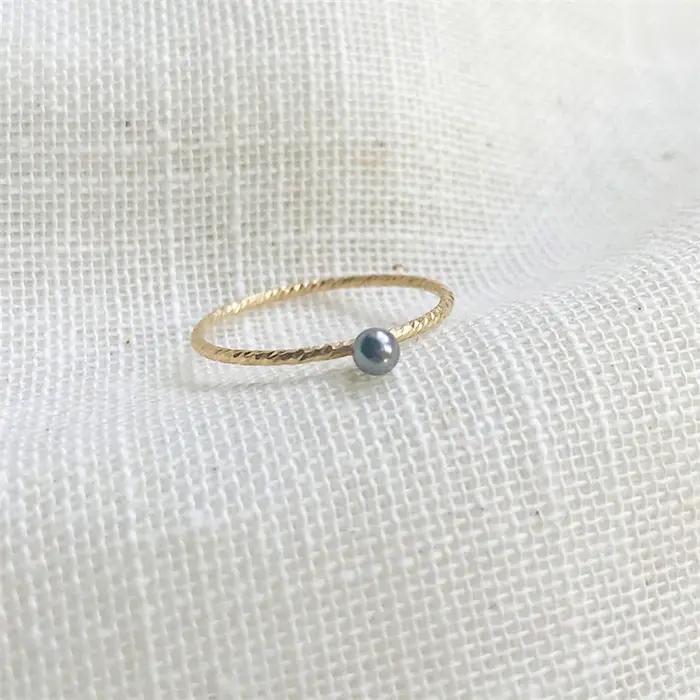 Bague en or 14K remplie de perles blanches boho élégante pour femmes occasions spéciales partis et mariages