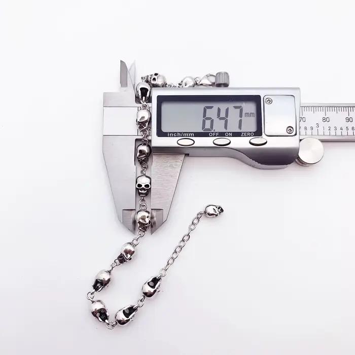 Bracelets Punk en argent Sterling 925 pour hommes et femmes, chaîne à maillons, tête de mort, bijoux de rue, cadeaux européens