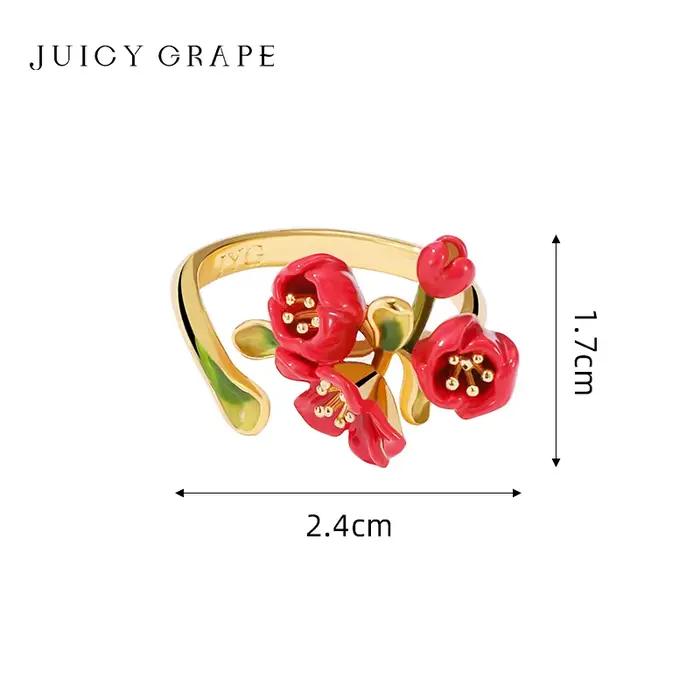 JUICY GRAPE-Bague fleur de bégonie rouge pour femme
