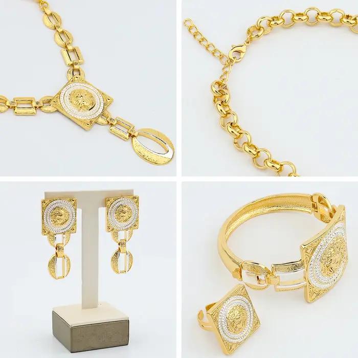 YM – ensemble de bijoux africains pour femmes couleur or 18K accessoires boucles d'oreilles collier Bracelet bague