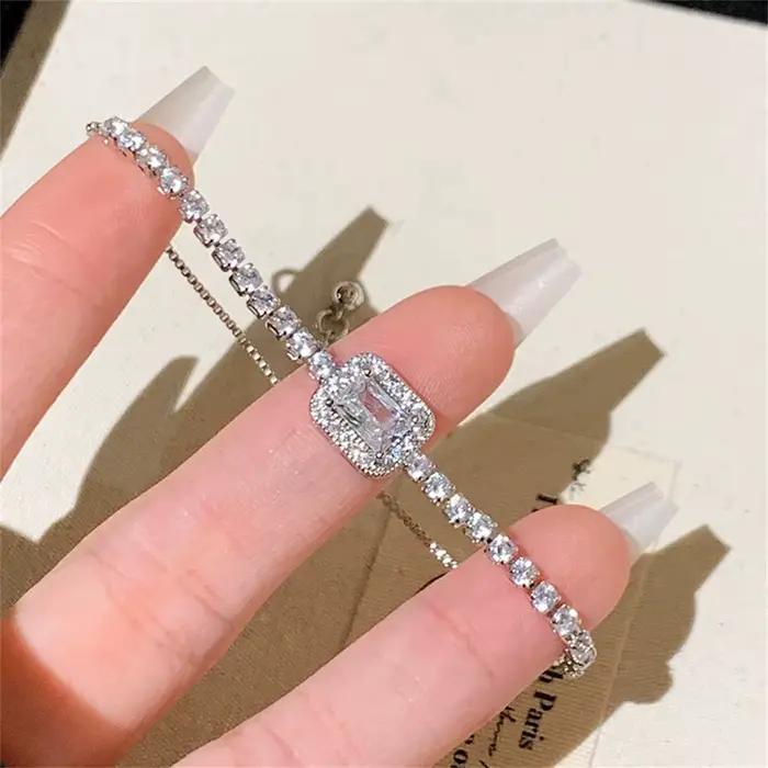 Bracelet réglable carré en alliage de zinc avec tracker d'humeur pour homme et femme occassions spéciales et quotidienne