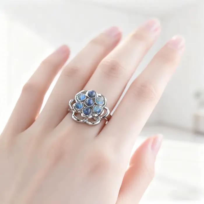 Alliance en Labradorite Naturelle ITSMOS Style Floral Bijoux Énergétiques pour Femmes Occasions Spéciales