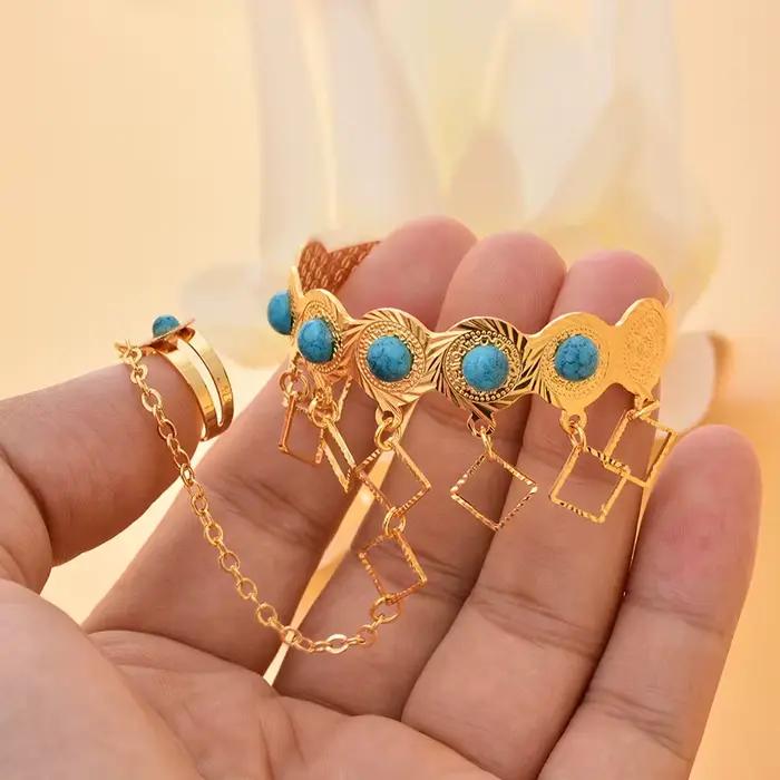 Bracelets couleur or dubaï pour filles et garçons, porte-bonheur, bague, bijoux indiens pour bébé, cadeau de fête