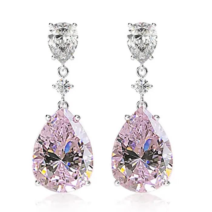 Fine Jewelry Boucles d'oreilles pendantes en argent sterling 925 avec pierres précieuses en saphir de laboratoire