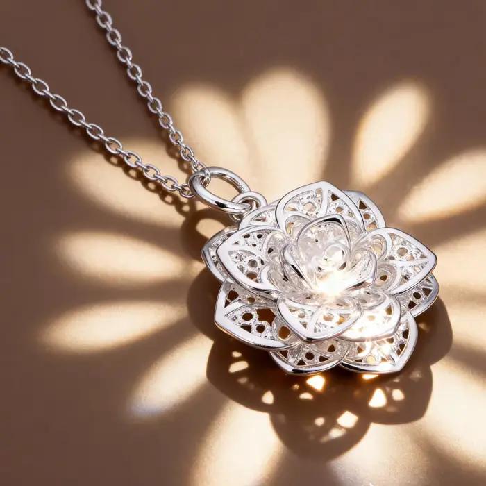 Collier en argent Sterling 925 pour femmes, bijoux de luxe, pendentif fleur, cadeaux de noël, marque