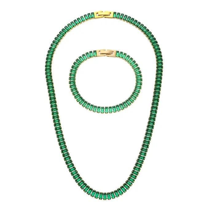 Ensemble de bijoux E.B.belle en acier inoxydable sertis de zircone cubique pour femmes occasions spéciales partys soirées noël cadeaux