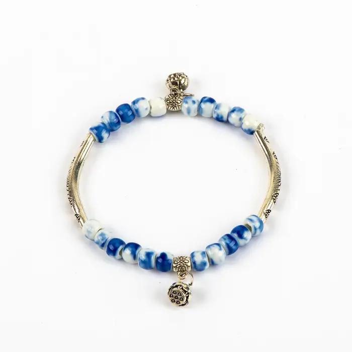 Bracelets élastiques en perles de céramique pour femmes