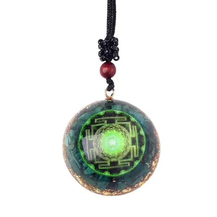 Collier en cristal de malachite naturelle, Reiki infusé, bijoux d'énergie de guérison spirituelle, p
