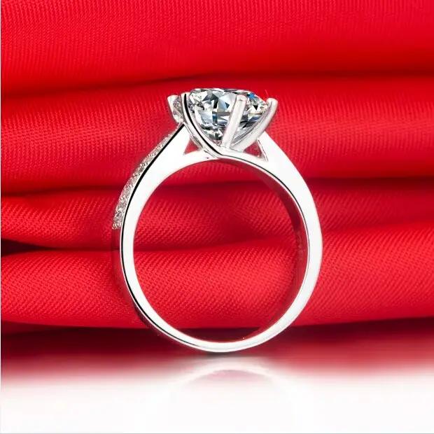 Bague en or blanc 14 carats avec diamant rond 3 carats clarté VVS1 couleur D pour femme élégante haute joaillerie