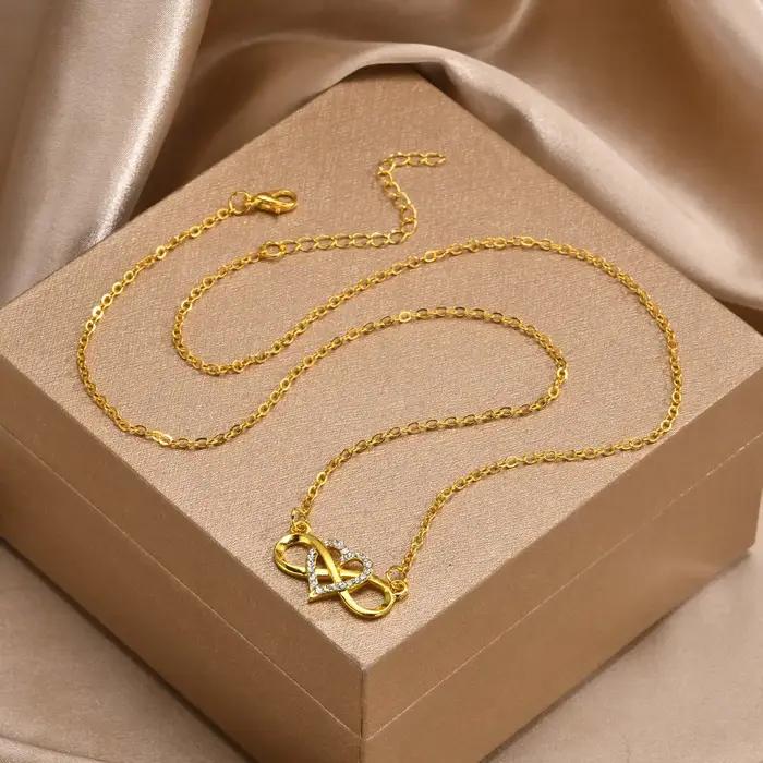 Collier en or avec pendentif cœur infini pour femmes, bijou personnalisable avec gravure, cadeau pour anniversaire, fiançailles et autres occasions spéciales