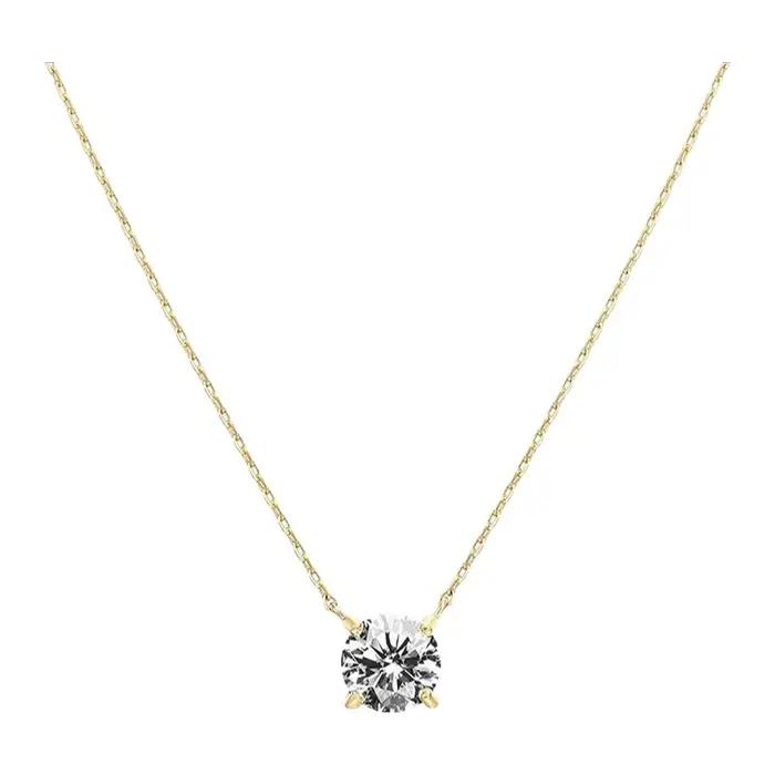 Collier pendentif pour femme en or plaqué 18 carats avec diamant simulé de 2