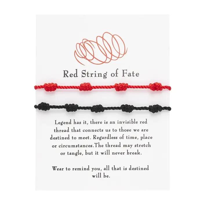 Bracelet à nœud en coton avec chaîne corde pour femmes et hommes, chaîne rouge du destin, symbole d'amitié et de bonheur pour couple