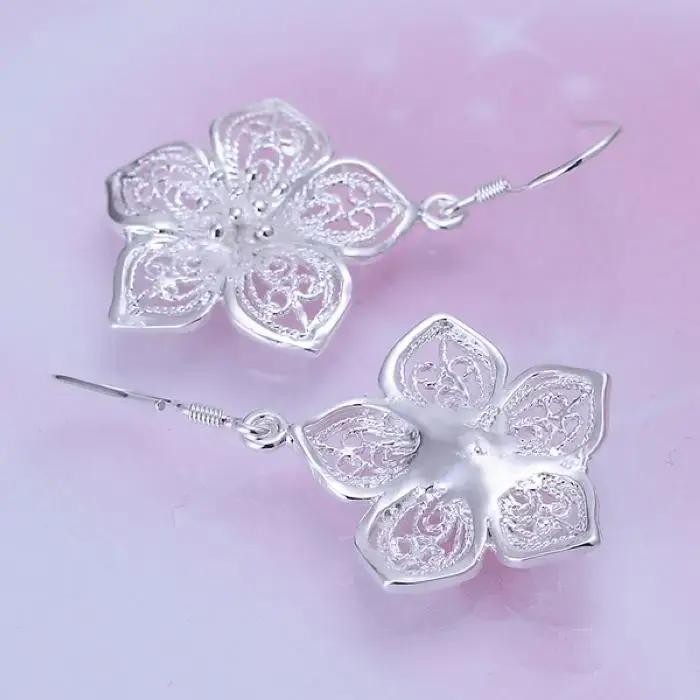 Boucles d'oreilles en argent Sterling 925 fleur élégante pour femmes occasions spéciales soirées élégantes mariage anniversaire