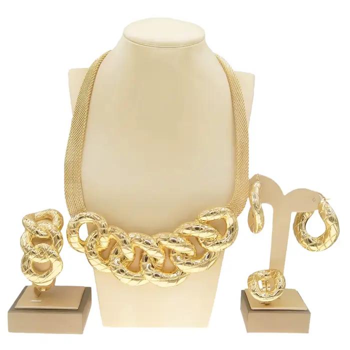 Ensemble de bijoux pour femmes en or de dubaï: collier circulaire