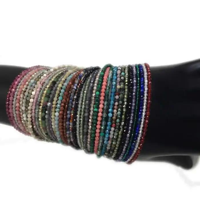 Collier et bracelet en pierres précieuses à facettes de 2mm