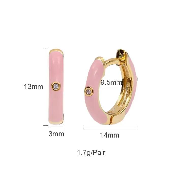 CRMYA – boucles d'oreilles créoles à Clip couleur or pour femmes, Piercing en émail Zircon CZ, ensem