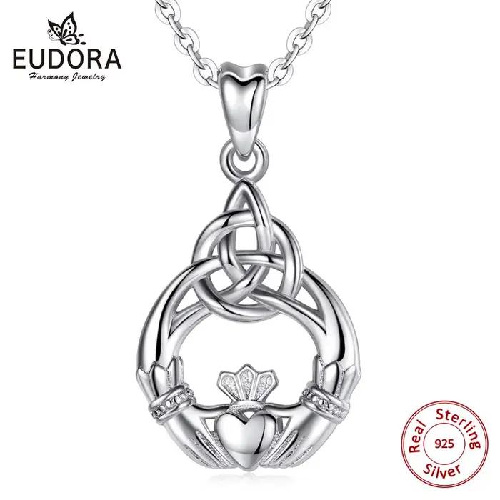 Eudora – collier en argent Sterling 100% pour femmes, 925, pendentif à nœud celtique, breloque, bijoux à la mode, cadeau Surprise, D189