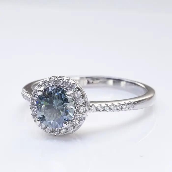 Bague Moissanite Grise en Argent 925 pour Femme