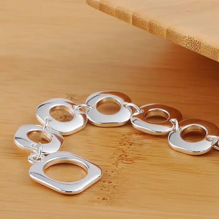 Bracelet carré fin en argent regardé 925 pour femme, 8 amarans, mode couple, fête, bijoux de mariage, cadeau, vente en gros, nouveau