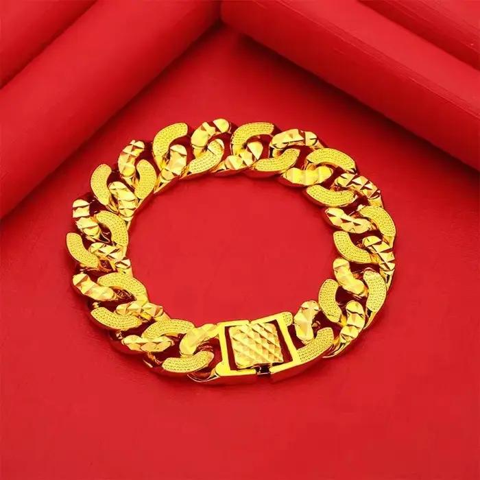 Bracelet classique en or véritable 24 carats 9999, populaire, pour hommes et femmes, bracelet en or