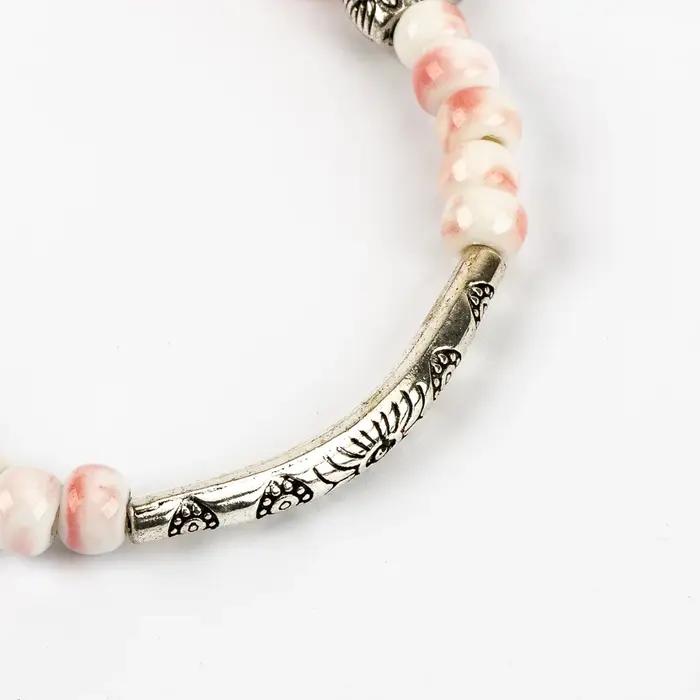 Bracelets élastiques en perles de céramique pour femmes