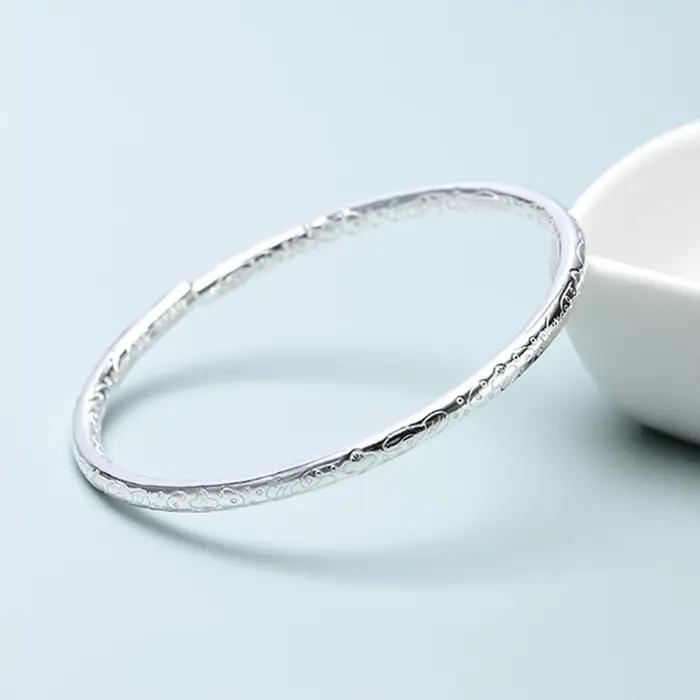 Bracelet en argent Sterling 925 à motif Floral pour femmes, bijoux simples à la mode pour fête d'anniversaire, mariage, anniversaire, cadeau