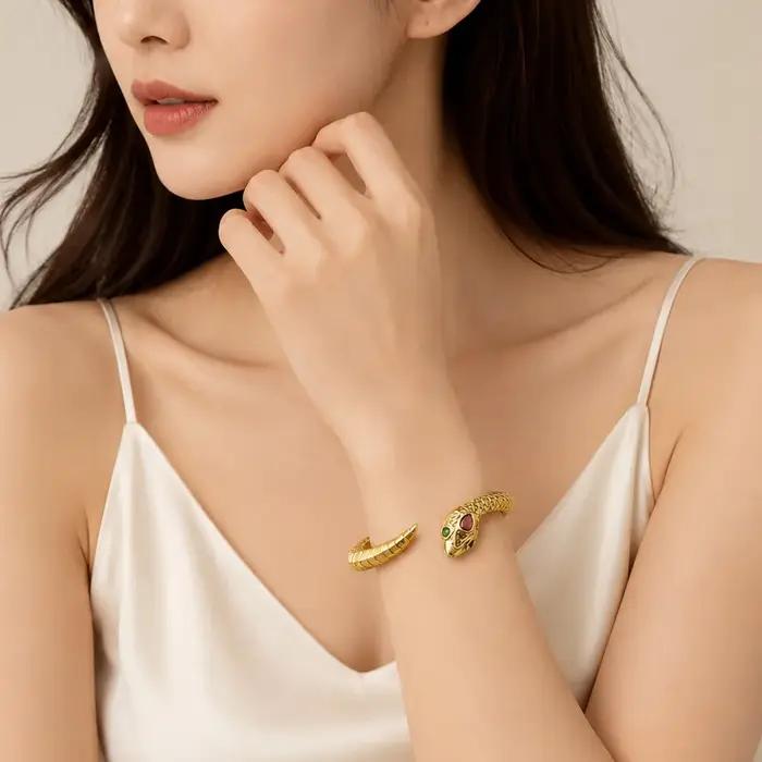 Bracelet serpent doré, cadeau bohémien