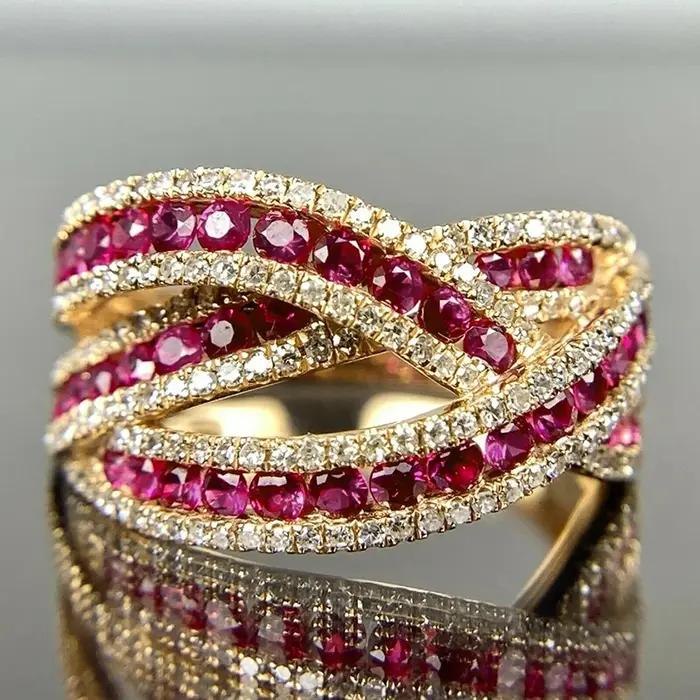 Huitan – magnifique bague croisée couleur or pour femmes