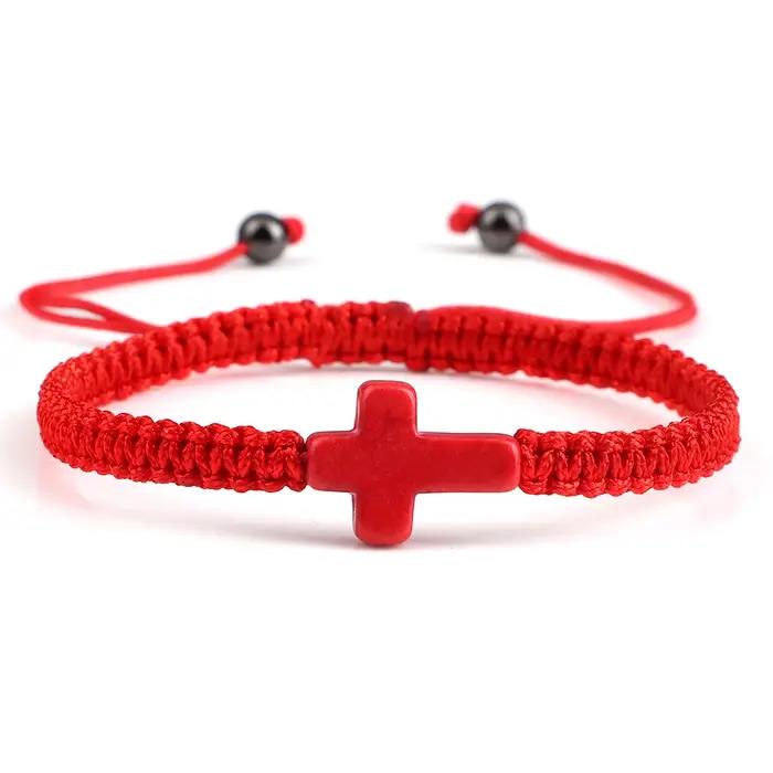 Bracelet croix de jésus tissé à la main pour hommes et femmes