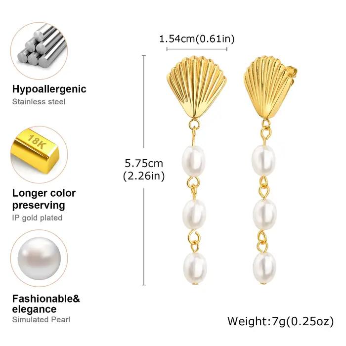 Boucles d'oreilles coquillage en acier inoxydable pour femme