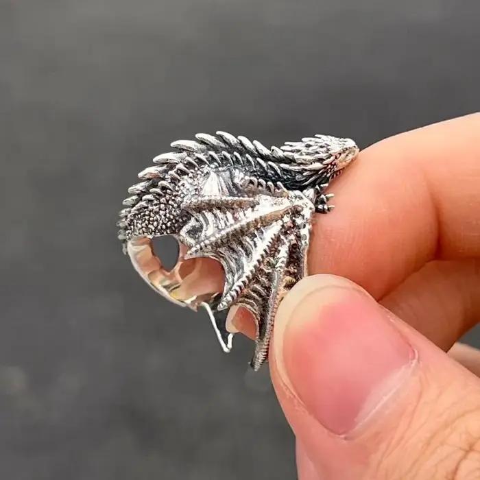 Bague de style gothique punk ailes de pterosaure ajustable pour homme et femme bijou vintage cadeau occasion spéciale anniversaire mariage noël