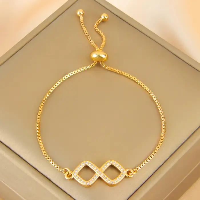 Bracelet exquis en zircone italienne plaqué or 21 carats