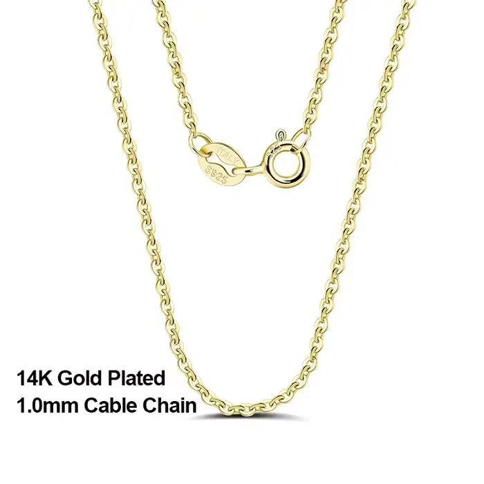 Rinntin 18K or 925 en argent Sterling mode câble lien chaînes collier pour femmes mince cou chaîne a